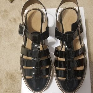 Black sandals with openings